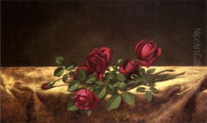 Roses Lying On Gold Velvet Roses Lying On Gold Velvet