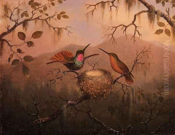 Two Hummingbirds At A Nest - view 1