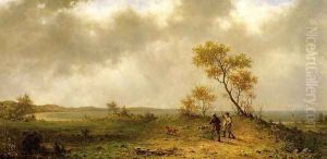 Two Hunters In A Landscape by Martin Johnson Heade