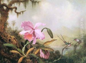Orchids And Hummingbirds4 by Martin Johnson Heade