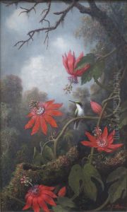 Hummingbird and Passionflowers by Martin Johnson Heade