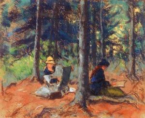 Artists In The Woods by Robert Henri