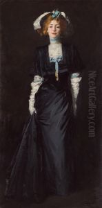 Jessica Penn In Black With White Plumes
