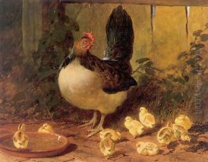 The Proud Mother Hen and Chicks 1852 by John Frederick Herring Snr