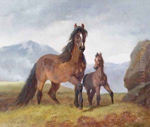 A Welsh Mountain Mare and Foal, 1854 by John Frederick Herring Snr