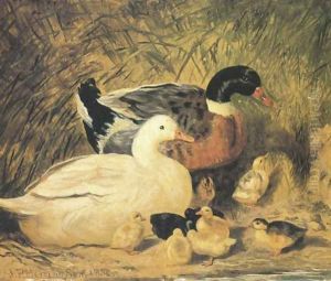 Ducks And Ducklings by John Frederick Herring Snr
