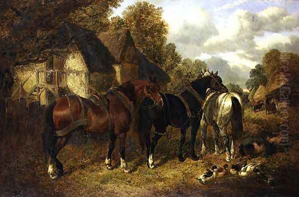 Farm Scene with Cart Horses - view 1