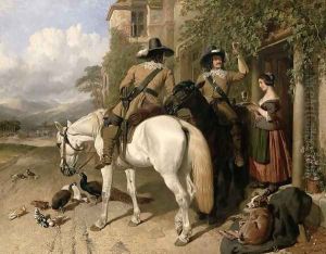 Cavaliers taking refreshments outside an Inn by John Frederick Herring Snr
