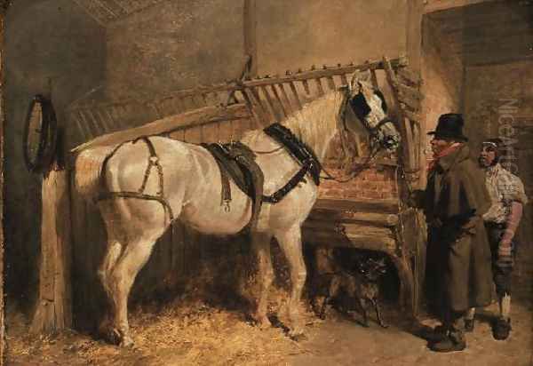 A St. Giles' Cab Horse in a Stable with Grooms - view 1