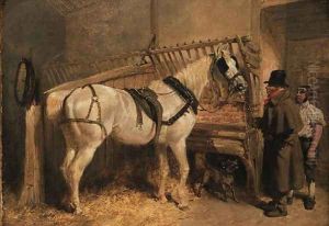 A St. Giles' Cab Horse in a Stable with Grooms
