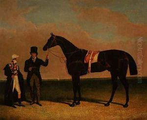 Mr Richard Watts' 'Rockingham' held by his trainer Forth with jockey Sam Darling, winner of the St. Leger 1833 and the Goodwood Cup, 1835 by John Frederick Herring Snr