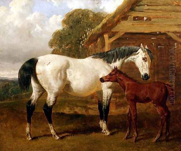 A Mare and Foal before a Barn, 1854 - view 1