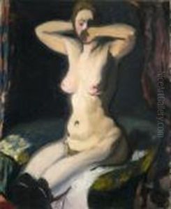 Portrait De Mathilde Richard Ou Nu Aux Bas Bleus by Louis Anquetin