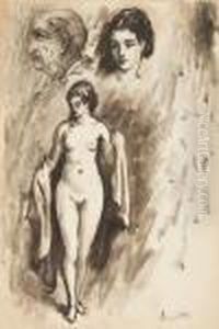 Etude De Nu Et Deux Etudes De Tetes by Louis Anquetin