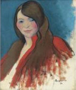 Portrait De Jeune Femme Aux Cheveux Longs
