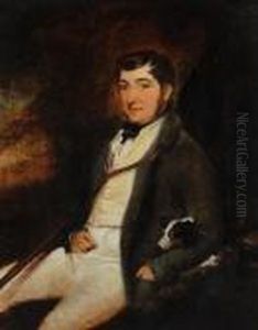 A Portrait Of A Gentleman 
Seated, Three Quarter Length, A Gun Under His Right Arm And A Dog To His
 Left