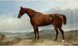 A Chestnut Hunter In A Landscape by Richard Ansdell