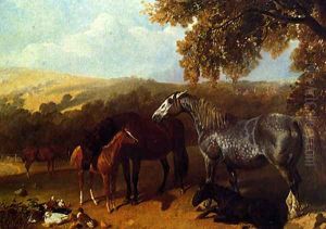 A Farmyard With Numerous Animals by John Frederick Herring Snr