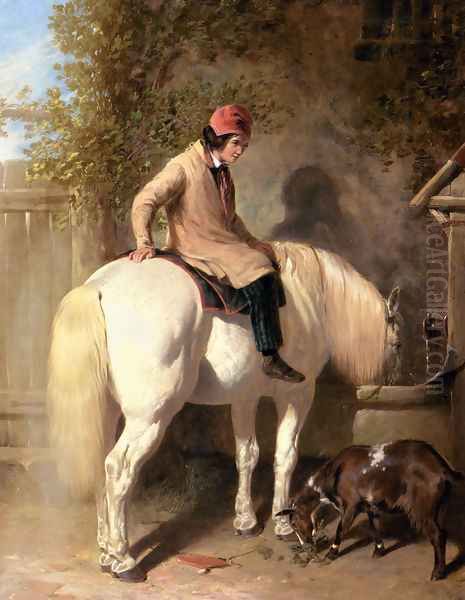 Refreshment, A Boy Watering His Grey Pony - view 1
