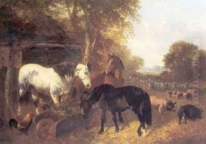 A Farmyard Scene by John Frederick Herring Snr