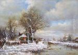Lakeside Town Blanketed With Snow by Louis Apol