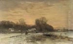 Avondstemming: A Farm At Dusk In Winter by Louis Apol