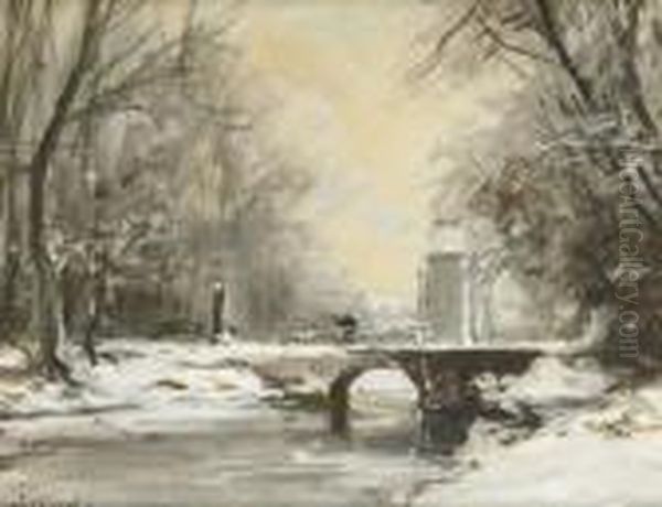Crossing A Bridge In Winter - view 1