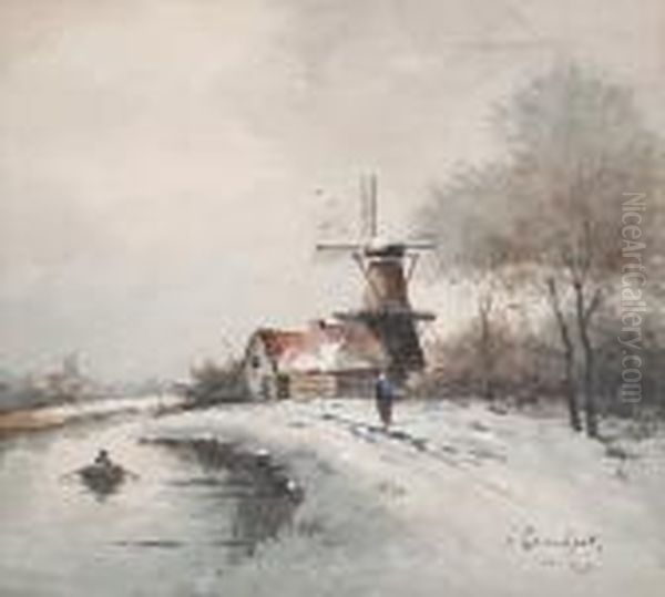 Windmill In A Winter Landscape - view 1
