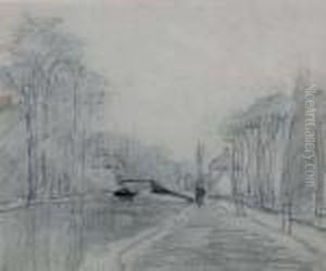 Buitenhuizen Bij Een Brug Over Een Vaart (studie)
