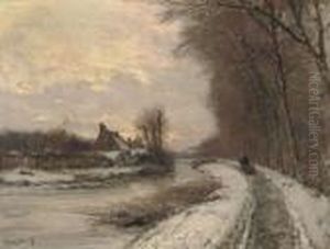 Walking Along A Water-way In Winter