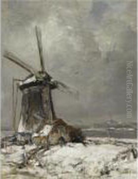 A Windmill In A Snow Covered Landscape - view 1