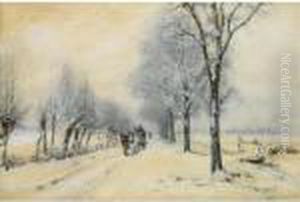 A Horse And Carriage In The Snow by Louis Apol