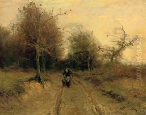 On A Forest Path In Autumn by Louis Apol