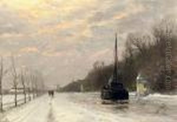 Along A Canal In Winter - view 1