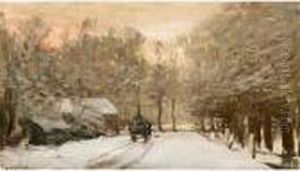 A Horse And Cart In A Snowy Landscape A Horse And Cart In A Snowy Landscape
