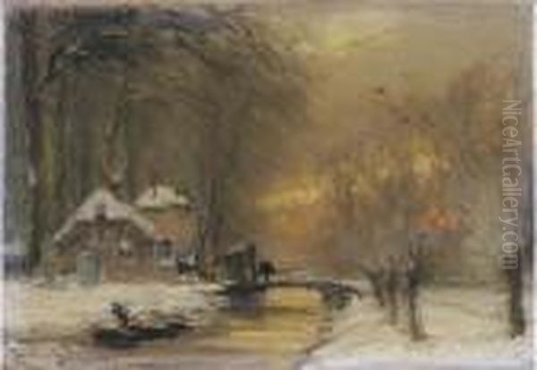 A Farm By A Stream In Winter - view 1