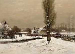 Snow Covered Farms On The Biljoen Estate Velp by Louis Apol