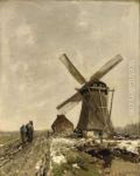 Windmill In A Snowy Landscape - view 1