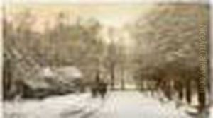 A Horse-drawn Cart In A Winter Landscape