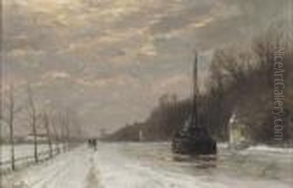 By The Canal In Winter At Dusk - view 1
