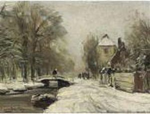 A Wintry Road Along A Waterway