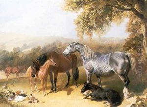 Mares and Foals in a Landscape by John Frederick Herring Snr