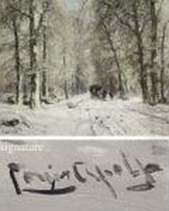 A Horse Drawn Cart On A Snowy Lane In The Haagse Bos by Louis Apol