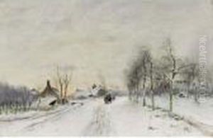 A Winter Landscape With Travellers On A Path