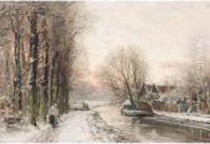 A Winter Landscape With A Figure Near A Stream A Winter Landscape With A Figure Near A Stream
