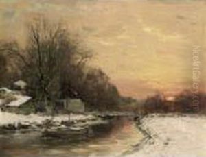 A Winter Landscape At Dusk by Louis Apol