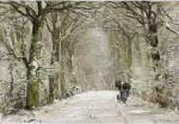 A Woodgatherer In A Snowy Forest - view 1