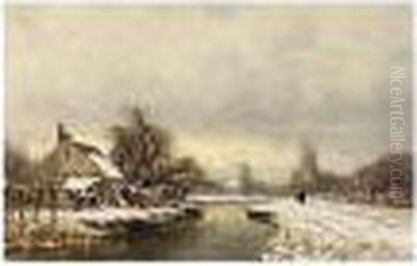A Winter Landscape With A House On The Waterfront - view 1