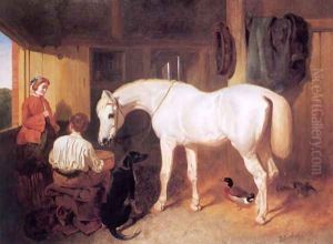 Feeding in the Stable by John Frederick Herring Snr