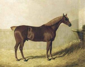 A Chestnut Horse in a Stable by John Frederick Herring Snr